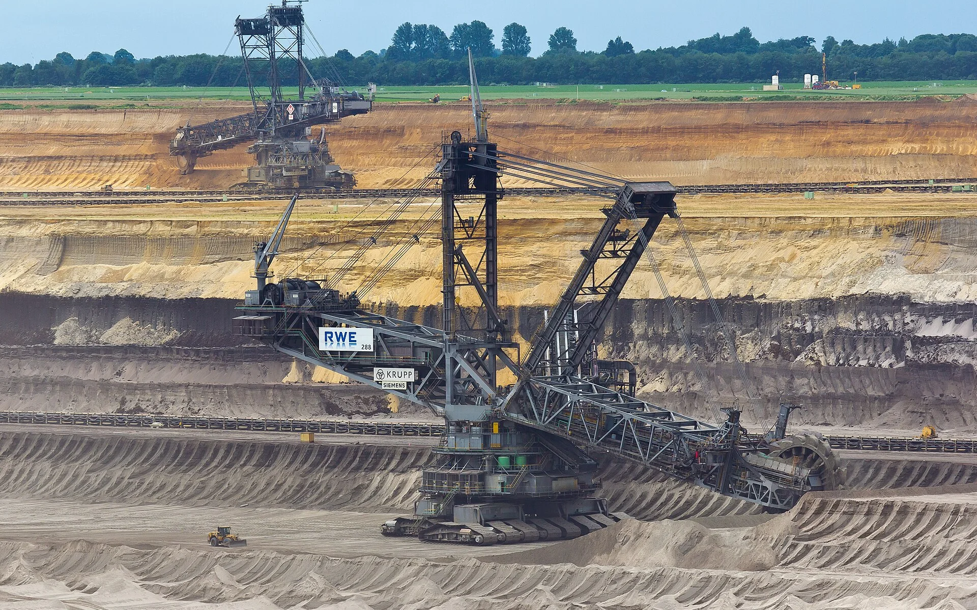 Large-scale surface mining operation viewed across the mine site